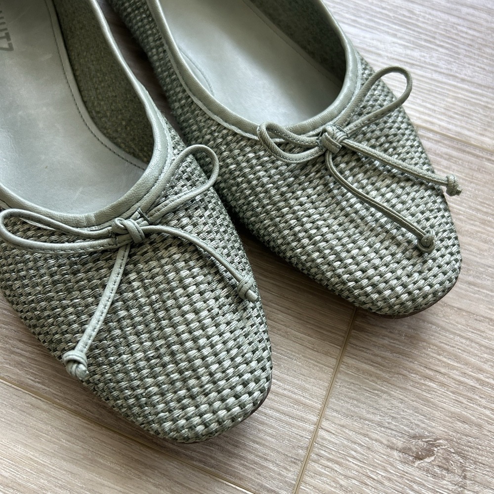 Schutz Leather & Raffia Flats Dark Ivy Womens Size 8 NWOB - Picture 4 of 10